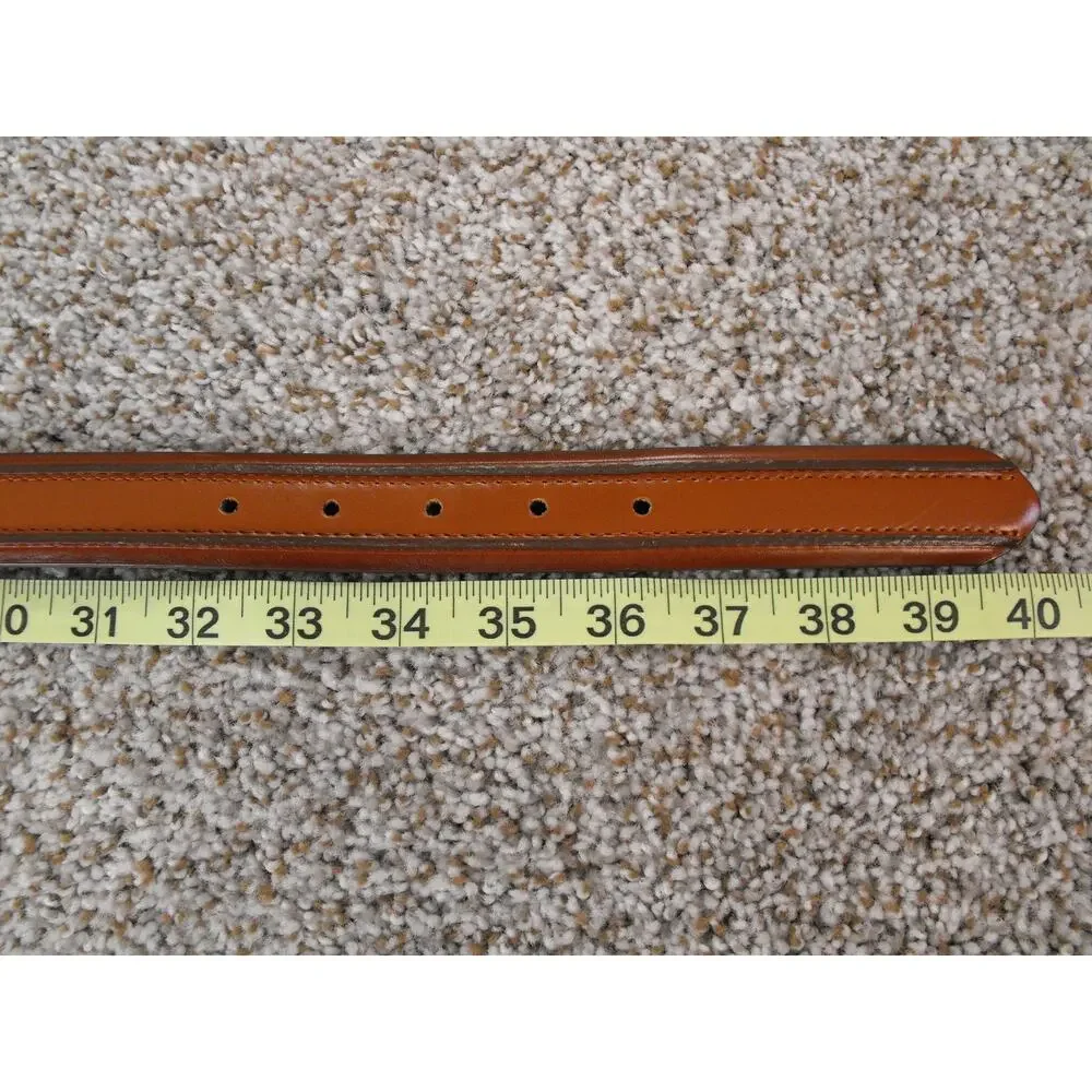 Florsheim 5-2096 Cognac Leather Belt Double Ribbed Sz 34 Classic Dress